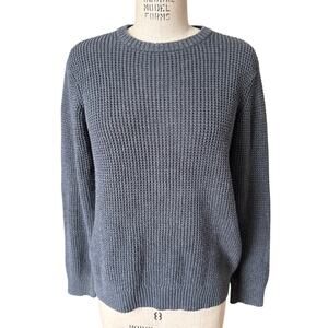 Pact Men's Gray Waffles Knit Organic Cotton Sweater Size Medium